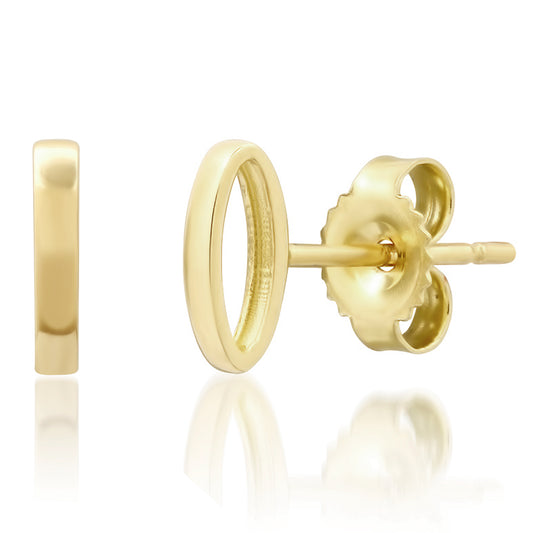 14K Gold Open Oval Stud Earrings