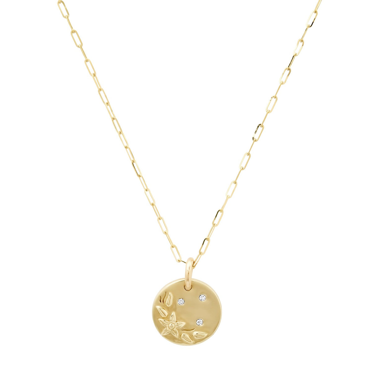 Mini 14K Diamond Flower Pendant Necklace