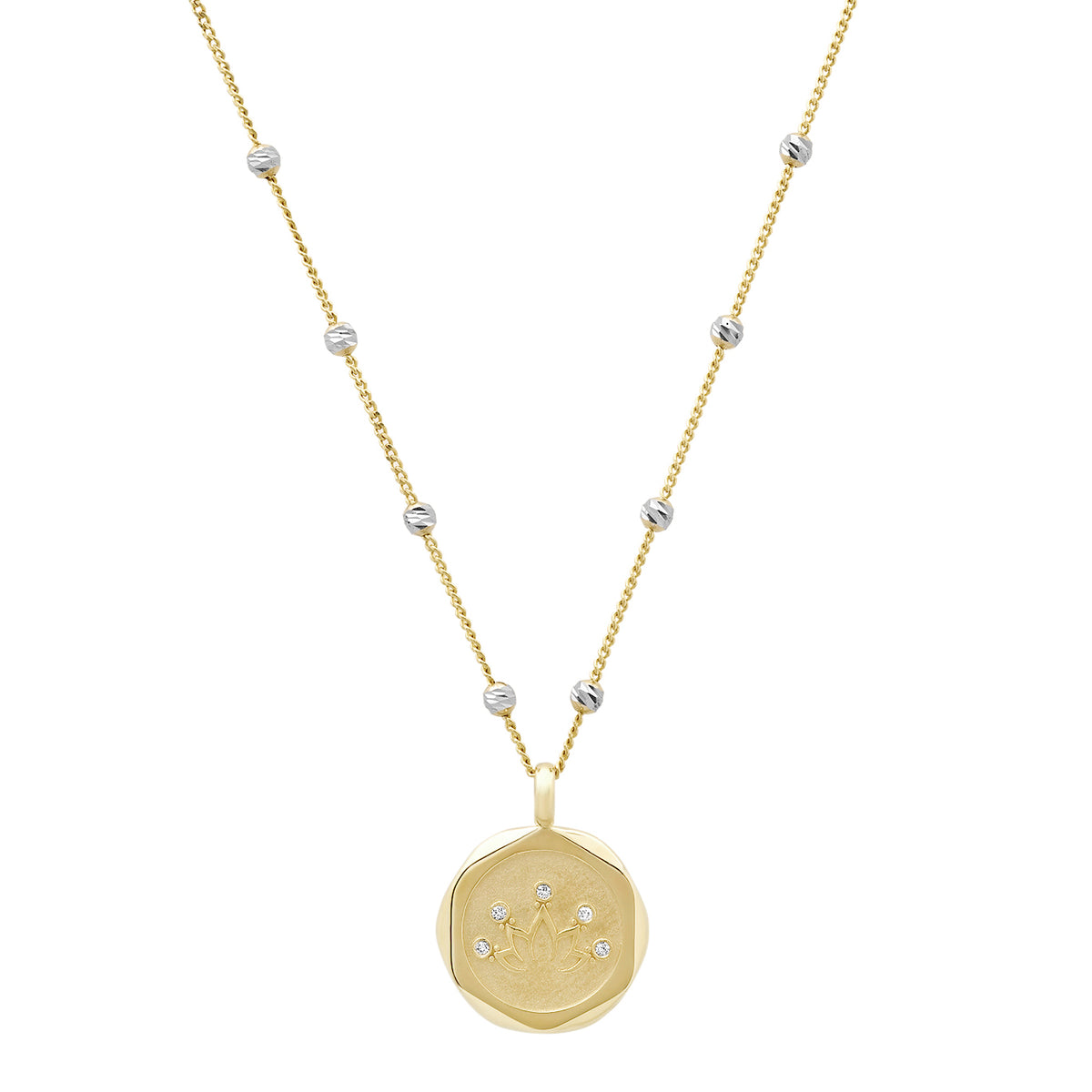 Lotus 14K Yellow Gold & Diamond Pendant Necklace