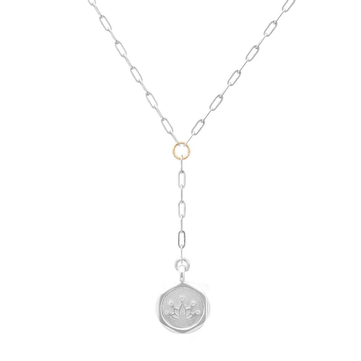 Lotus Sterling Silver and Diamond Y Necklace