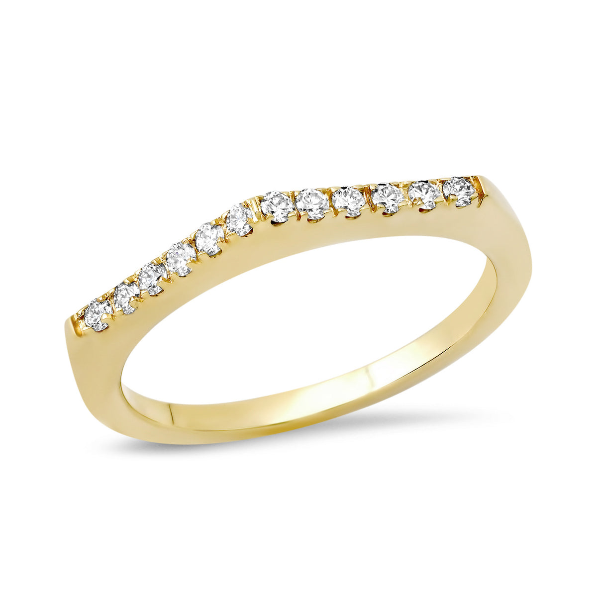 14K Yellow Stackable Pave "Point" Ring with Diamonds, Sapphires, Rubies or Emeralds