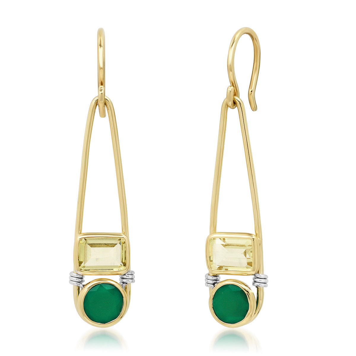 The "Candy Rush" 14k Gold Double Gem Linear Earring