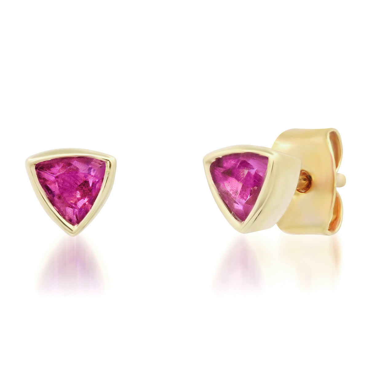 14K Knife Edge Gemstone stud Earrings - Pink Tourmaline