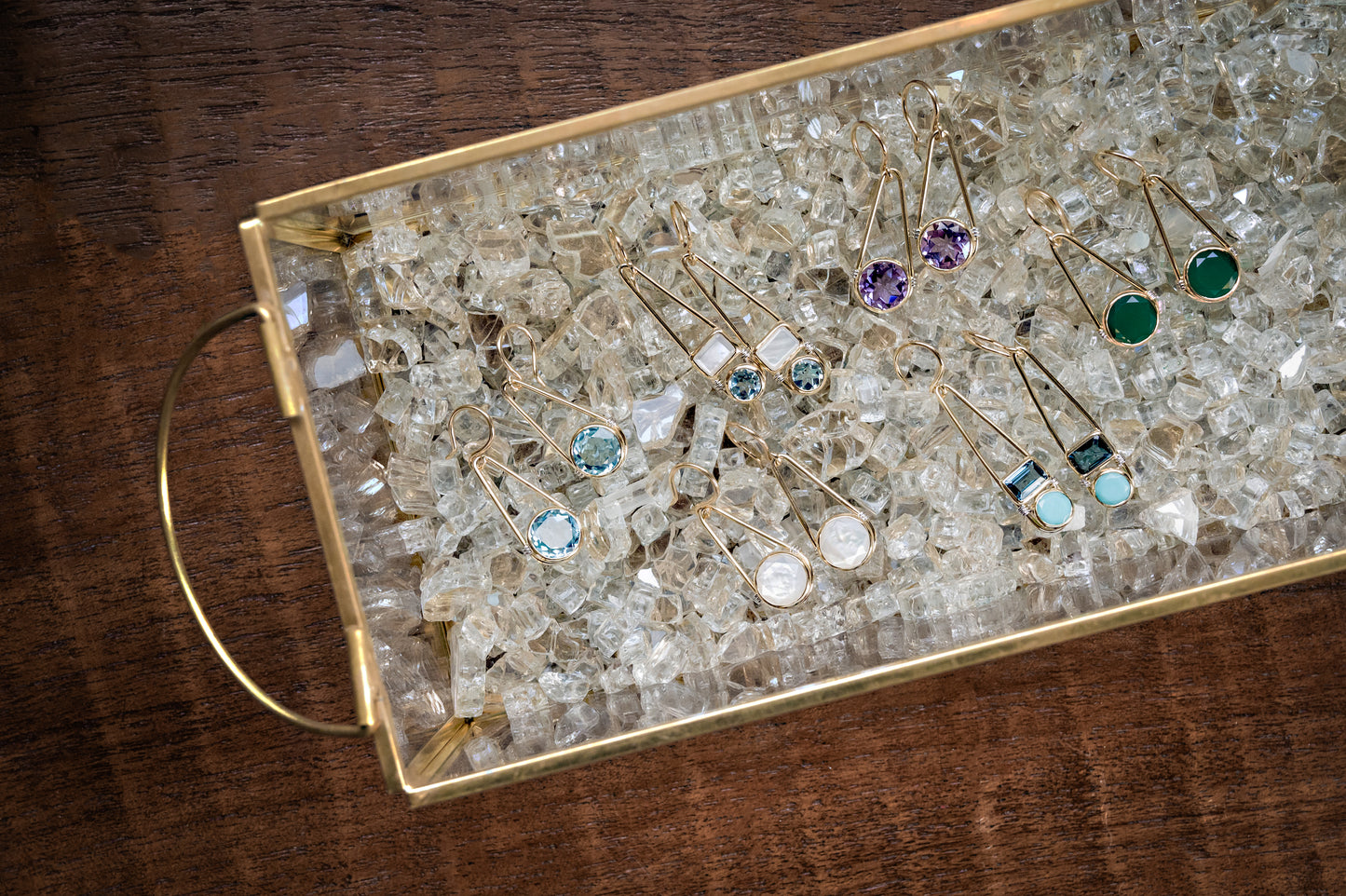 "Candy Rush" Double Gemstone Linear Earring