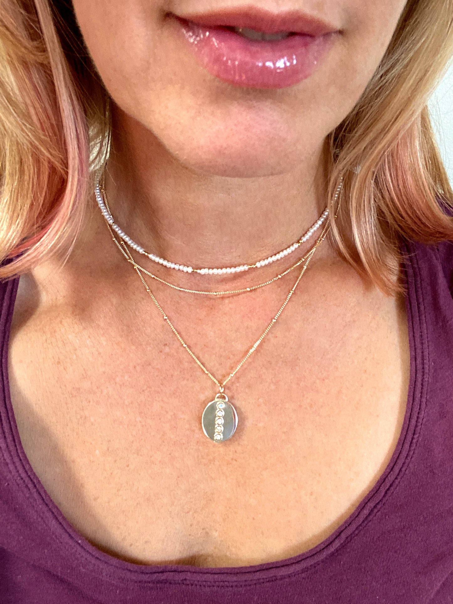 The "Glimmer Choker" with Pearls and Scattered 14K Gold Sparkle Beads