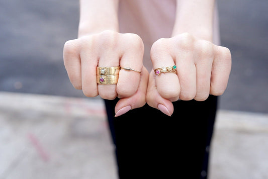 "Claw" 14K Gold 3 Prong Stackable Ring with Freshwater Pearl size 5