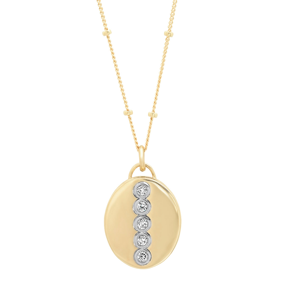 "Love Locket" Oval Pendant - 14K Gold and Diamonds