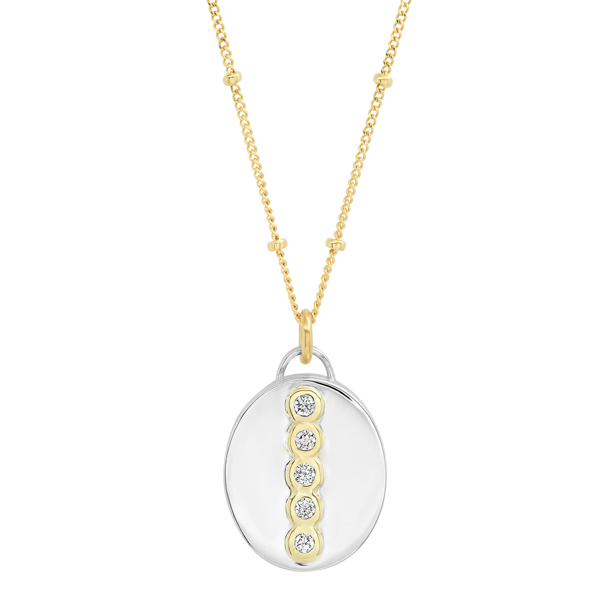 "Love Locket" Oval Pendant - Sterling Silver/ 14K gold & Diamonds