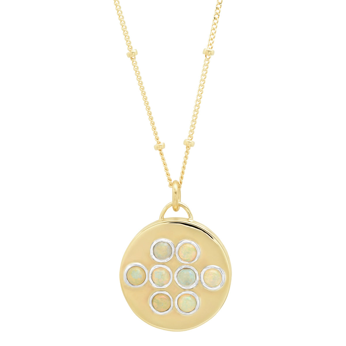 "Love Locket" Pendant - 14K gold & Opals