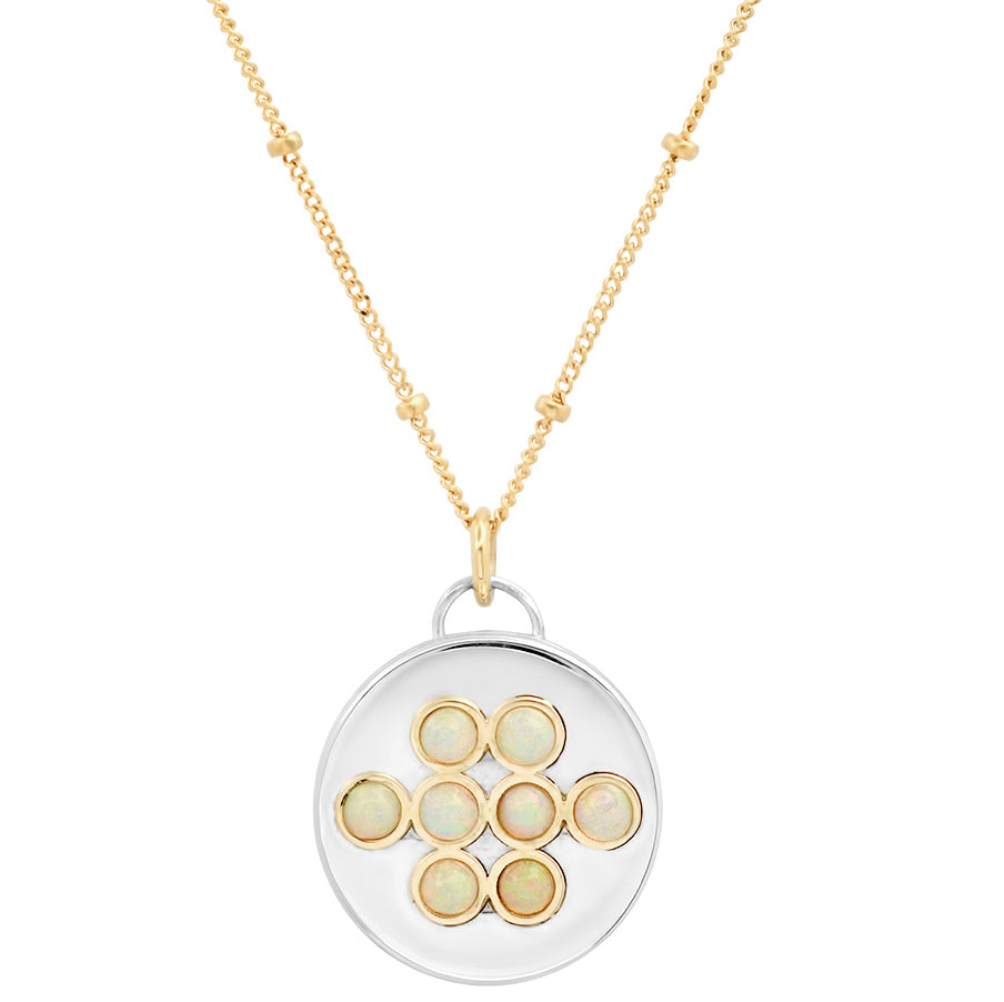 "Love Locket" Pendant - Sterling Silver/ 14K Gold & Opals