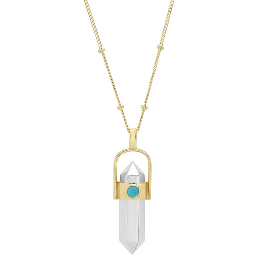 "Crystalized" Healing Pendant - Sterling Silver / 14K Gold & Diamond