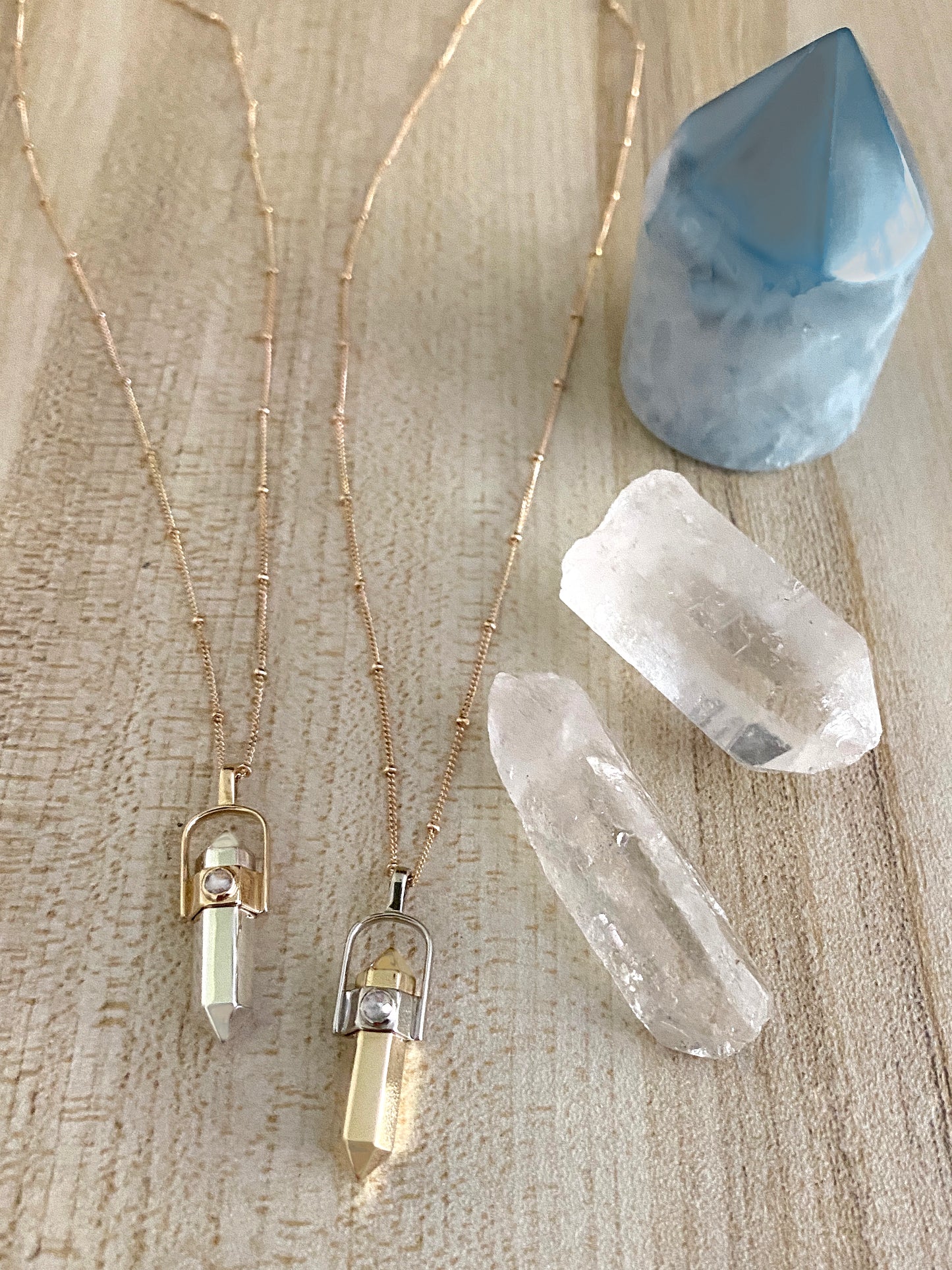 "Crystalized" Healing Pendant - 14K YG / WG / & Diamond
