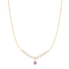 Pearls with Gemstone "Drop" Necklace: Pink Sapphire