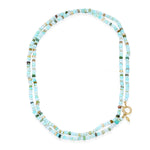 The Long Sailor Clasp Beaded Gemstone Necklace: Peruvian Opal