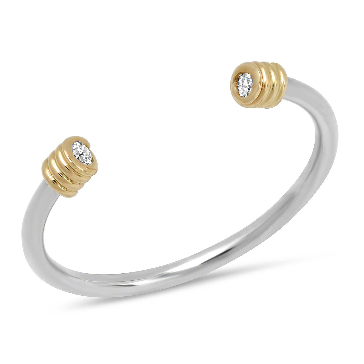 "Wrap Me Up" Sterling with 14K Gold Open Stack Ring with Diamonds Size 5