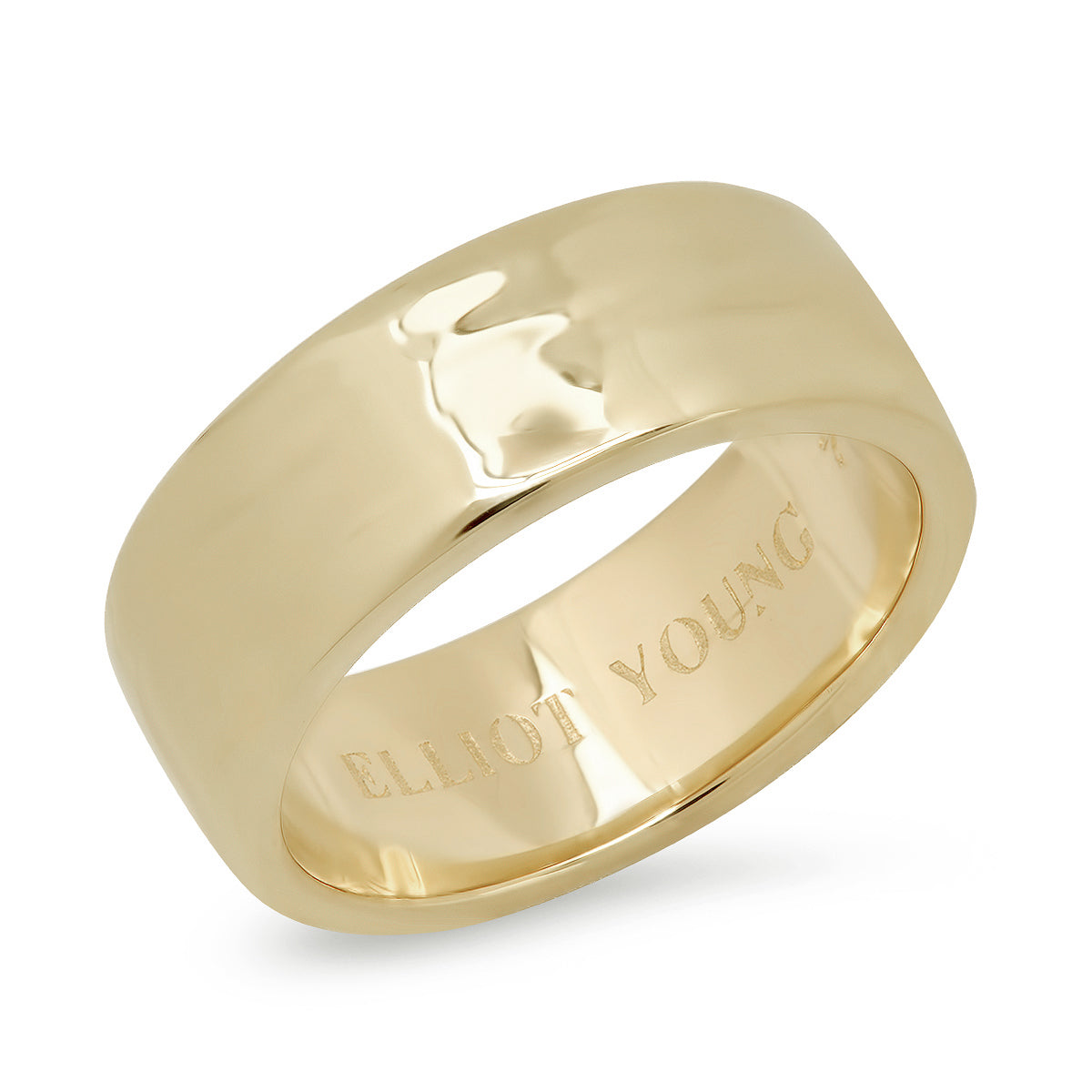 "Liquid Metal" 14K Gold Wide Hammered Band