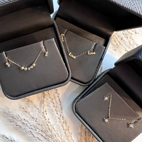 The "Baller" 14K Gold Diamond Earring & Necklace Gift Set