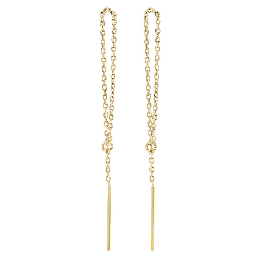 14K Yellow or White Gold Loop Threader Earrings