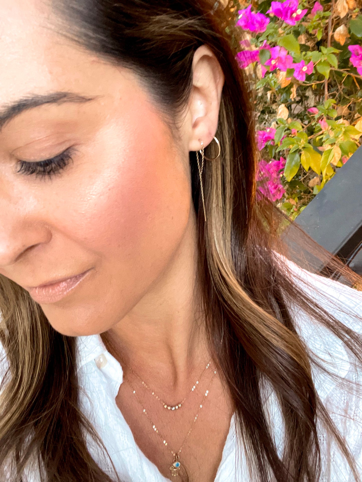 Moveable Gold 5 Bead Necklace - White Gold