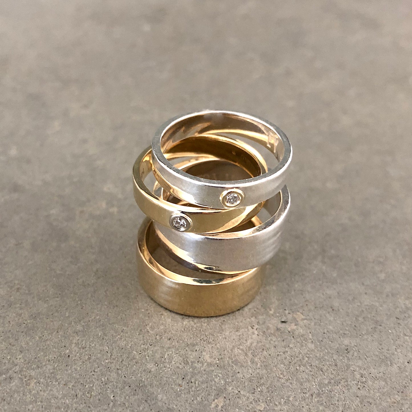 "Liquid Metal" 14K Gold Wide Hammered Band