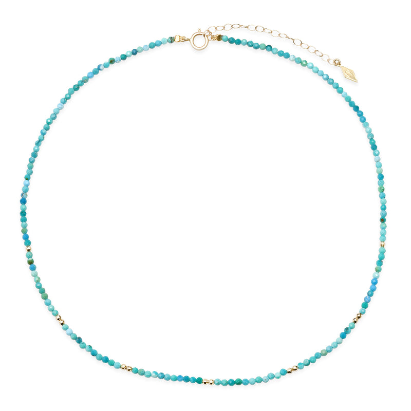 The "Elliot Young Gemstone Choker" with 14k Faceted Gold Beads & Turquoise Necklace