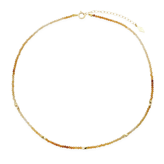 “Cube mix” Adjustable Choker Necklace: Amber Tourmaline