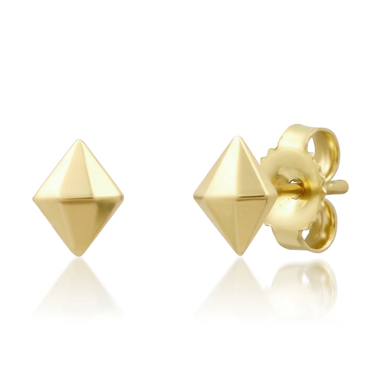 14K Geometric Diamond Shape Stud Earrings