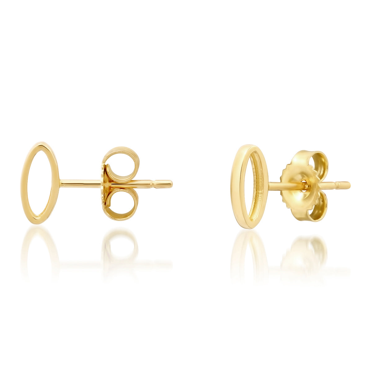 14K Gold Open Oval Stud Earrings