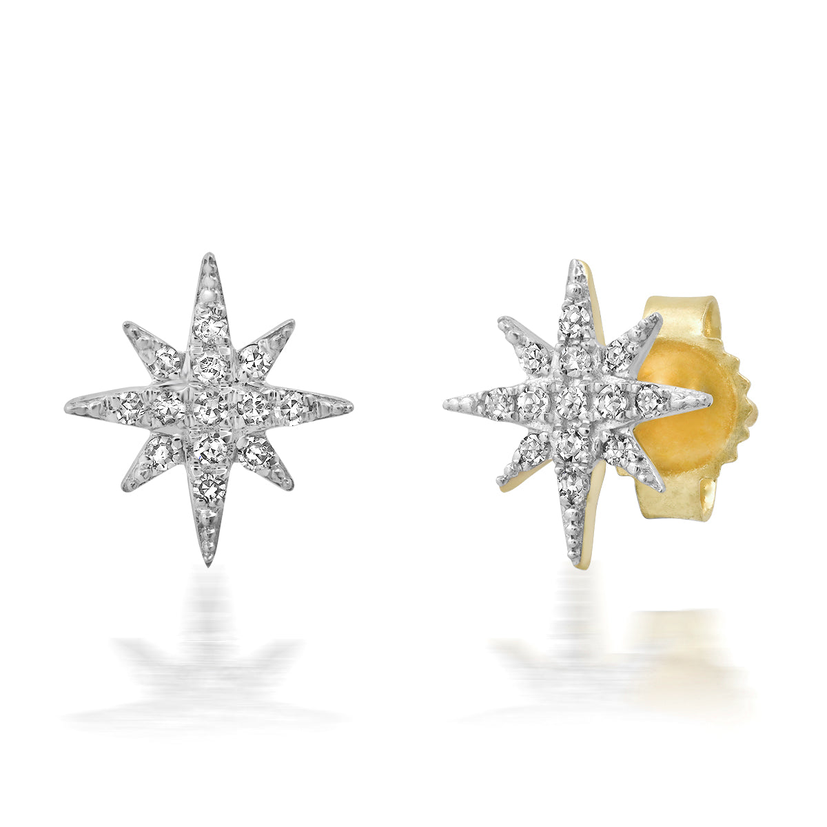 14K Medium North Star Studs with Diamonds