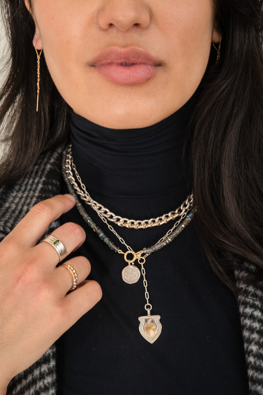 14K Gold Sailor Lock Beaded Necklace