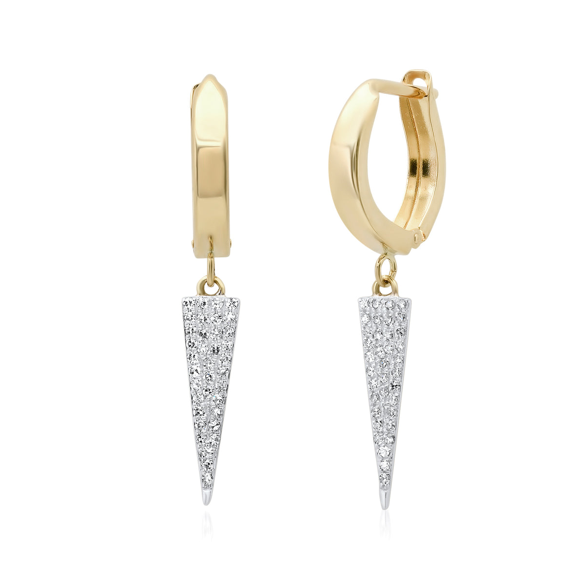 14K Huggies with Pave Diamond Triangles