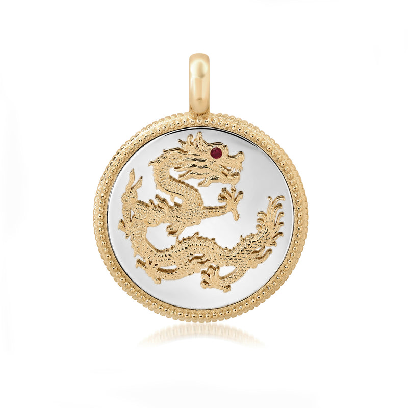 "Year of the Dragon" 14k Gold Ruby ANNIVERSARY Pendant