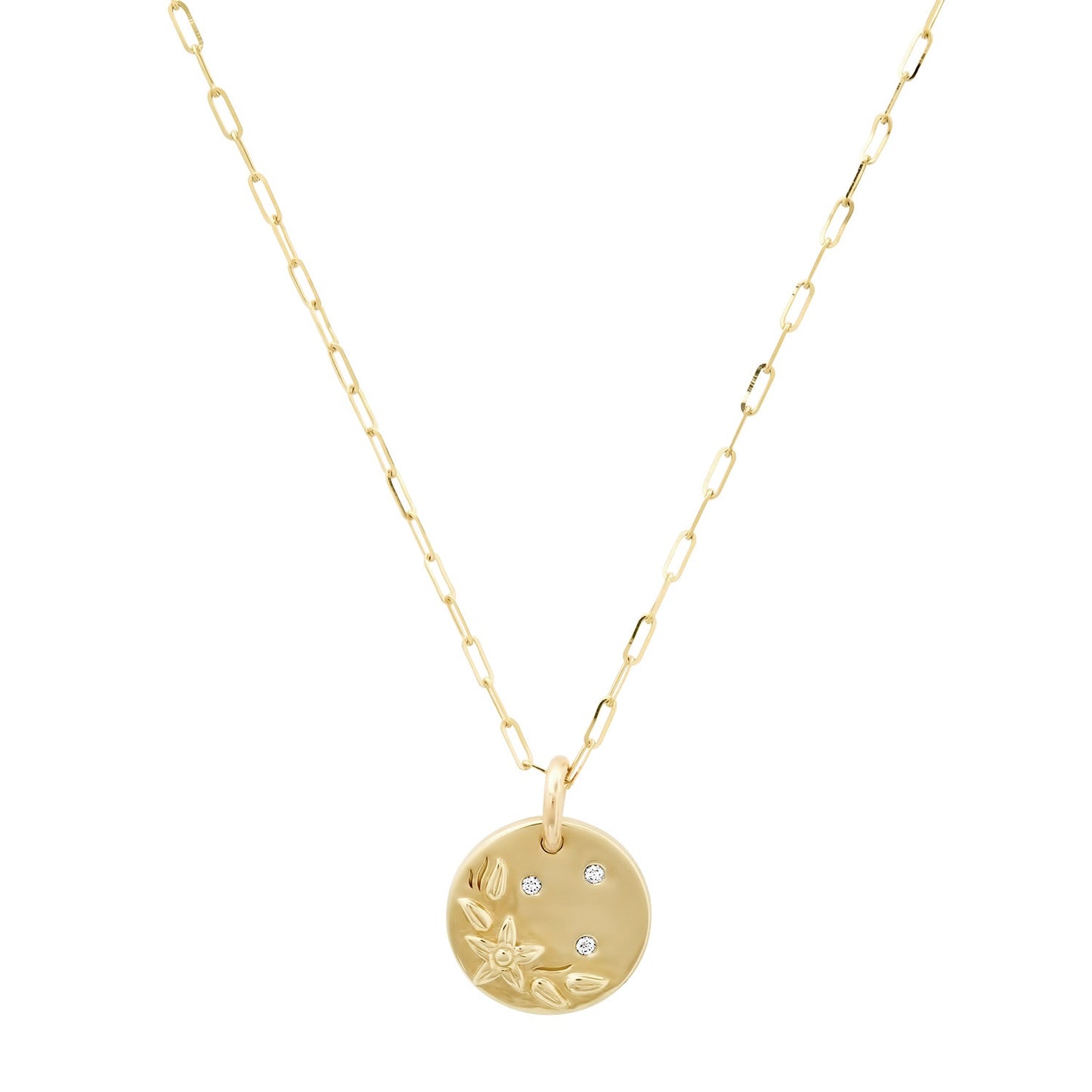 Mini 14K Diamond Flower Pendant Necklace