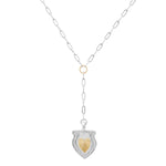 Two Tone 14K Gold & Sterling Silver Heart Shield Y Necklace