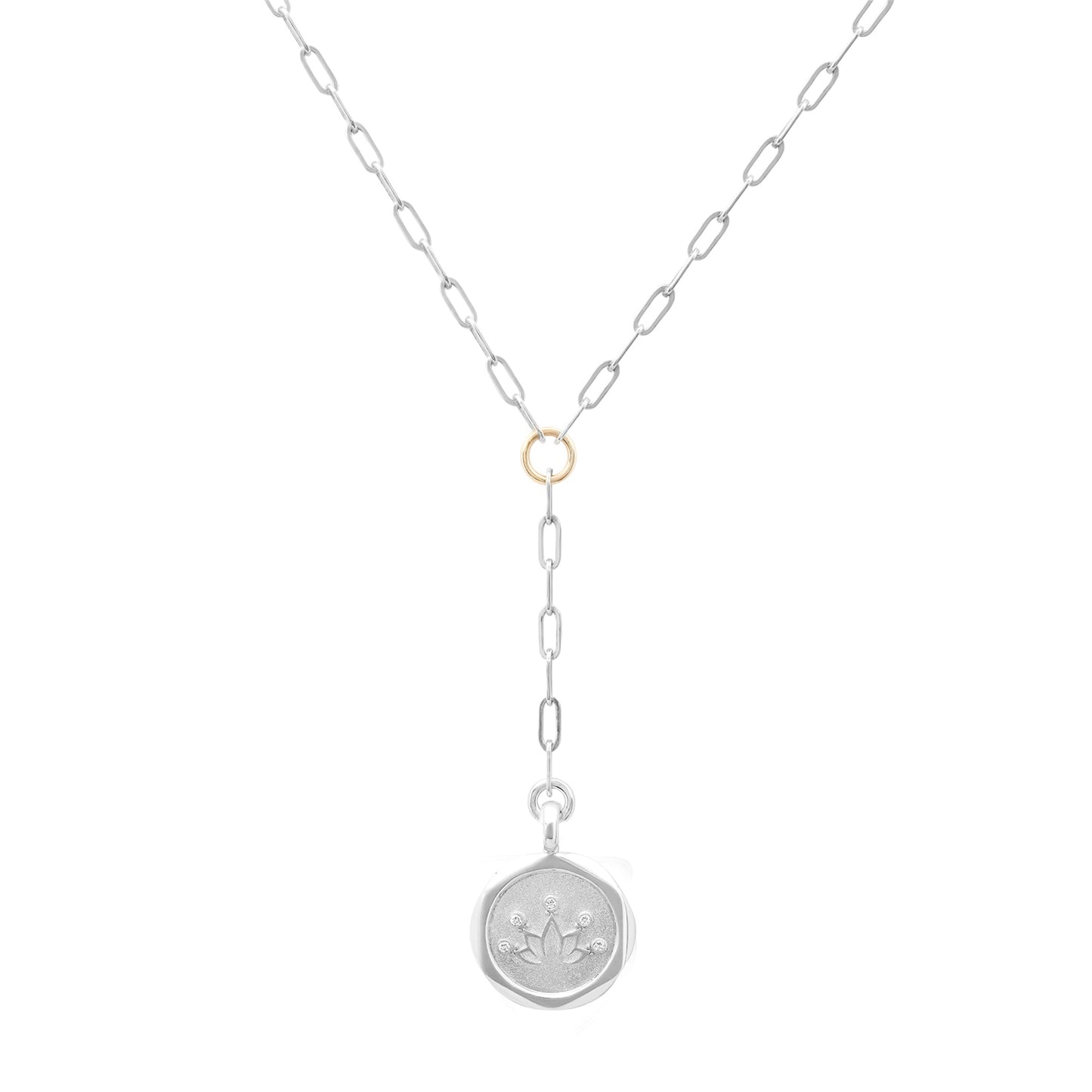 Lotus Sterling Silver and Diamond Y Necklace