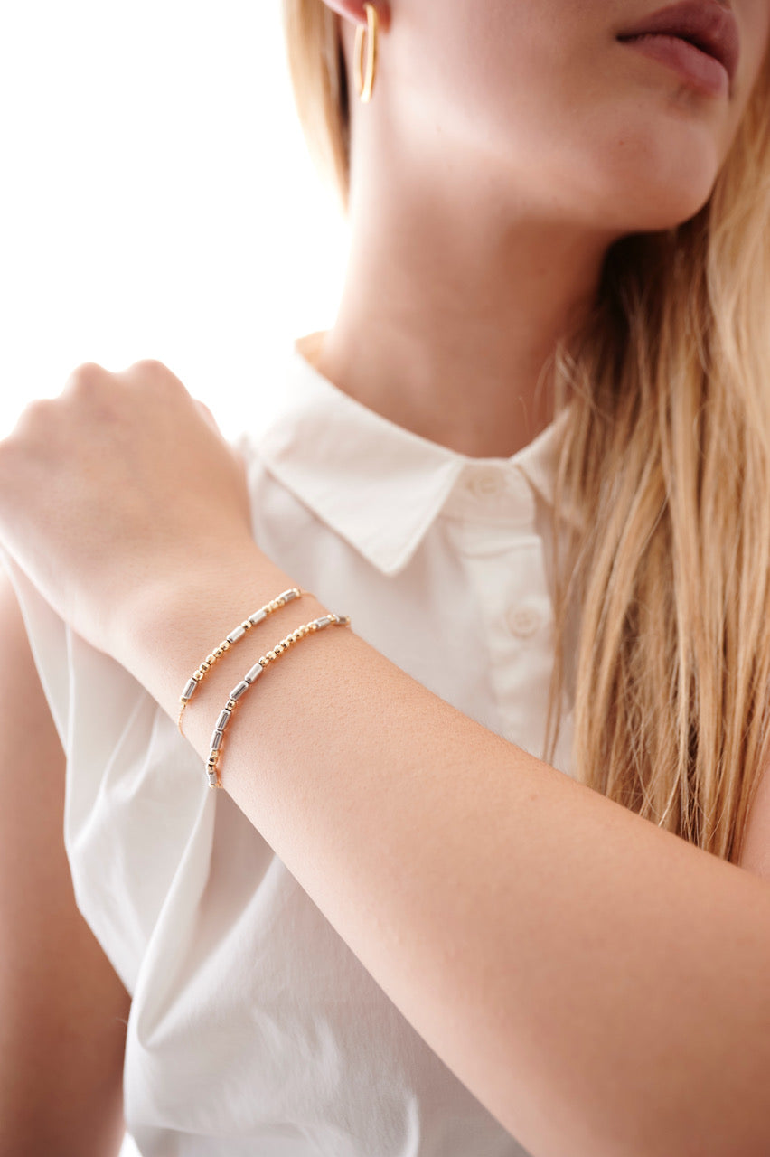 Morse Code Chain Bracelet 14K + Sterling: End Hunger
