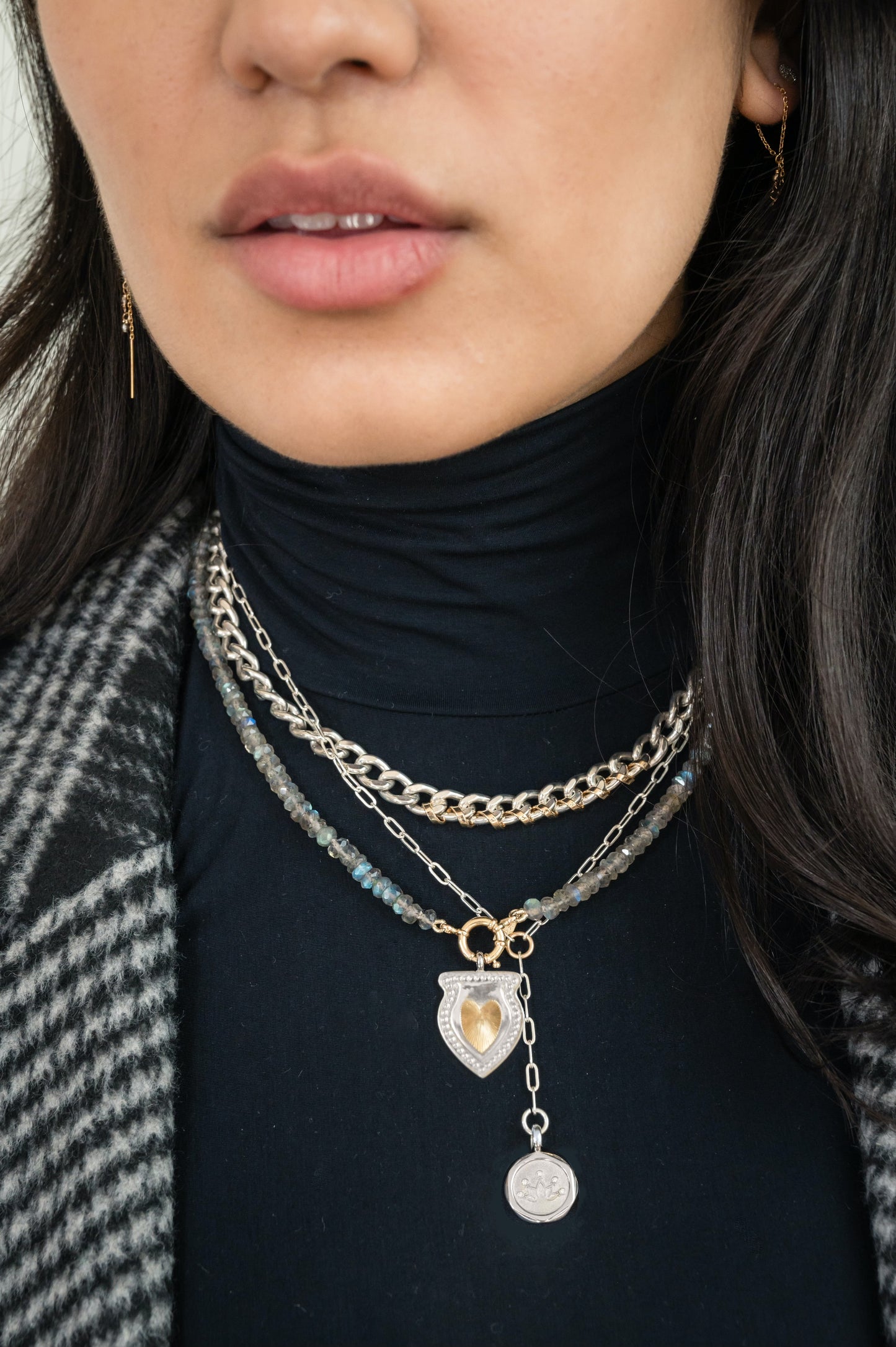 Lotus Sterling Silver and Diamond Y Necklace