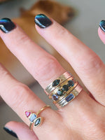 The "Mimi" Gemstone Ring: Lolite, Green Tourmaline, Teal Tourmaline, London Blue Topaz