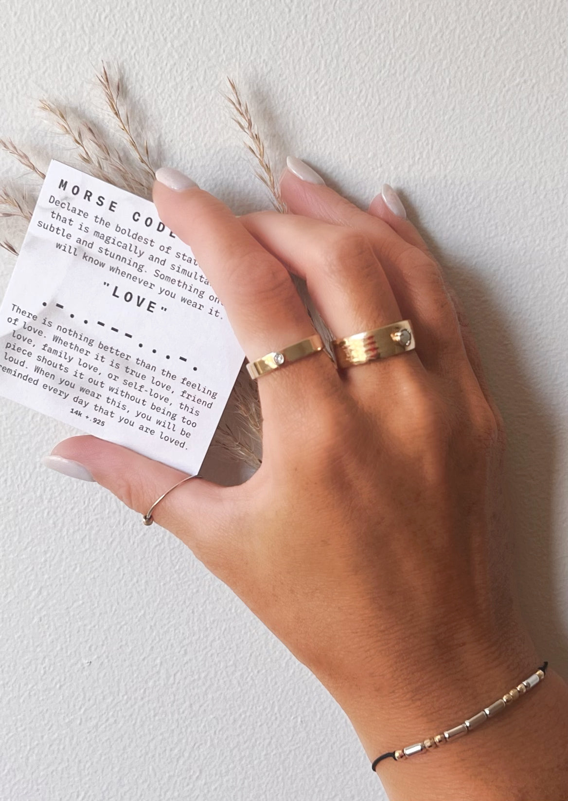 Morse Code Chain Bracelet 14K + Sterling: Love