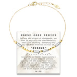 "Morse Code" Series RESCUE Bracelet on Adjustable 14K Gold Chain