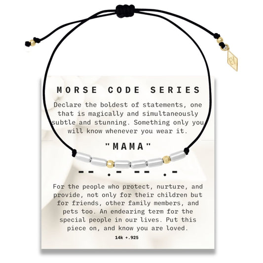 Morse Code Cord Bracelet 14K + Sterling: Mama