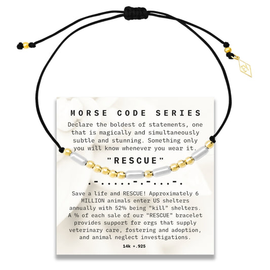 Morse Code Chain Bracelet 14K + Sterling: Rescue