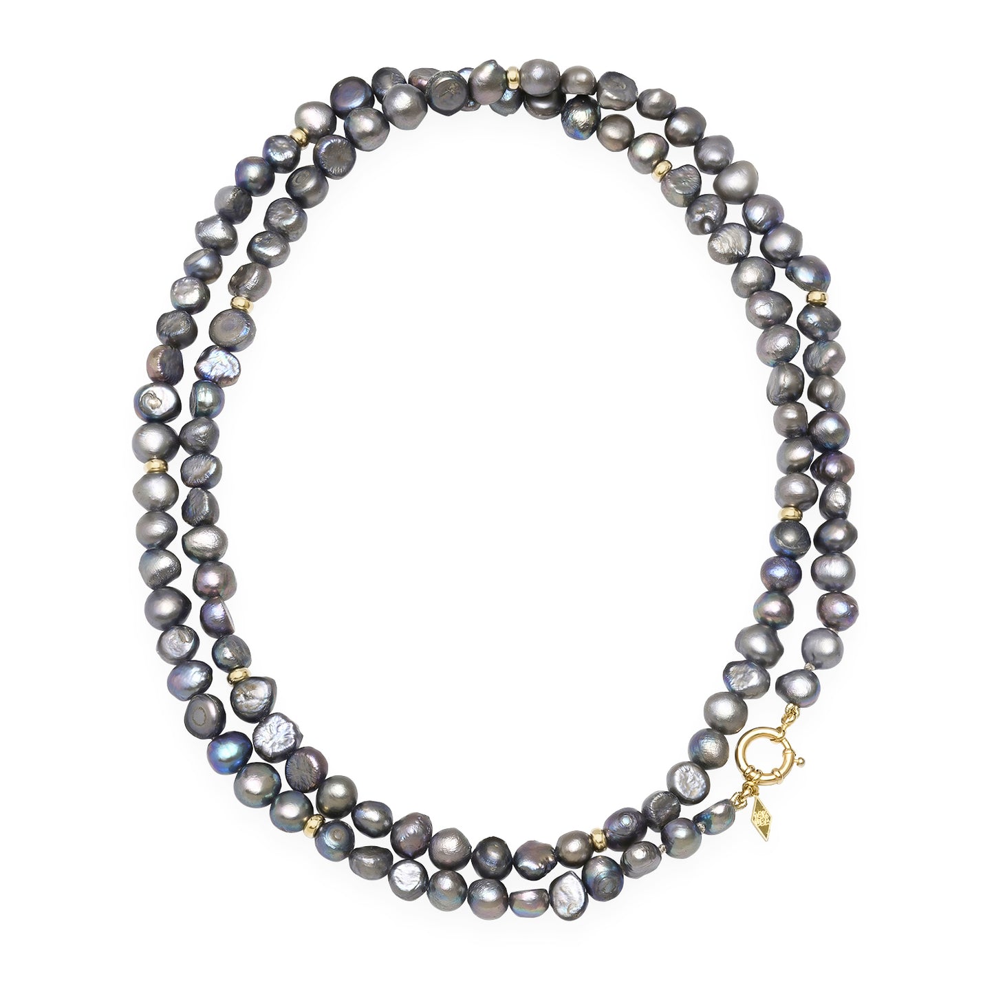 32" Long Beaded Rondelle Necklace: Keishi Pearls