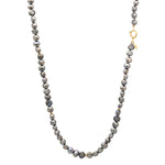 The Long Sailor Lock Beaded Gemstone Necklace: Blue/Grey Keshi Pearls