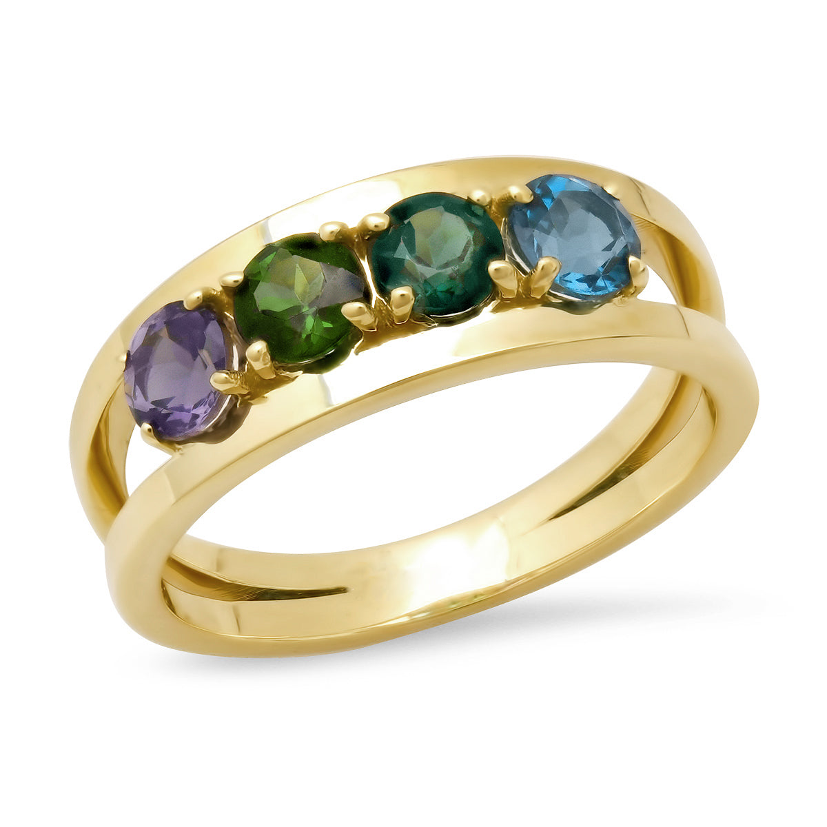 NEW! "Mimi" Gemstone Ring: Lolite, Green Tourmaline, Teal Tourmaline, London Blue Topaz