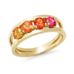NEW! "Mimi" Gemstone Ring: Pink Tourmaline, Medium and Dark Orange Sapphire, Dark Citrine