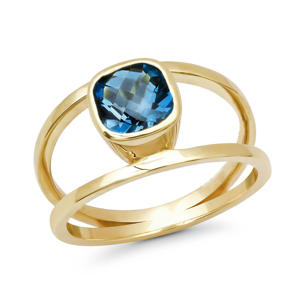 Cushion Cut Ring with London Blue Topaz