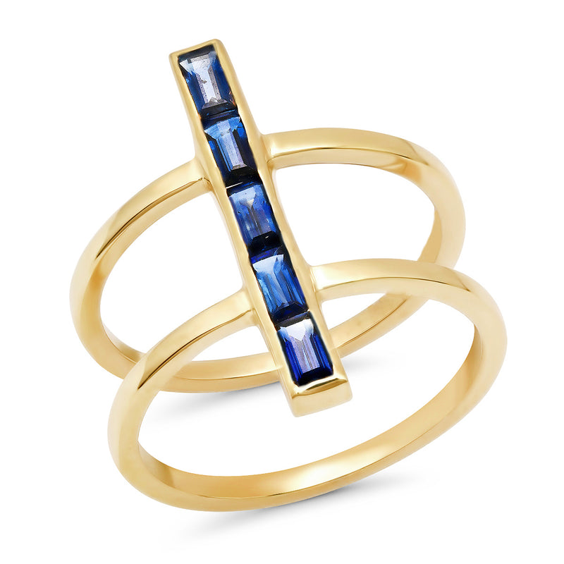 Baguette Ring with Blue Sapphire