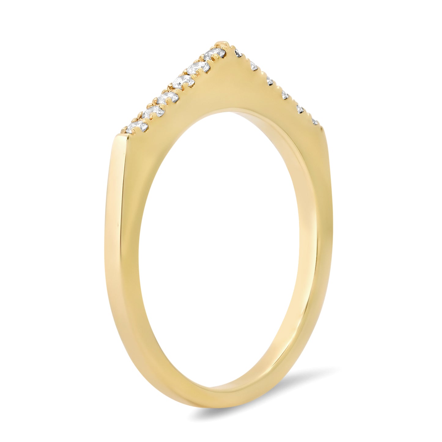 14K Yellow Stackable Pave "Point" Ring with Diamonds, Sapphires, Rubies or Emeralds
