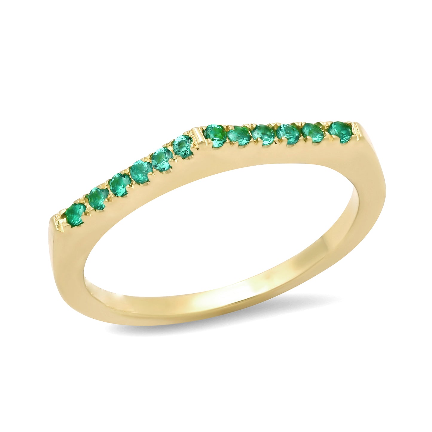 14K Yellow Stackable Pave "Point" Ring with Diamonds, Sapphires, Rubies or Emeralds
